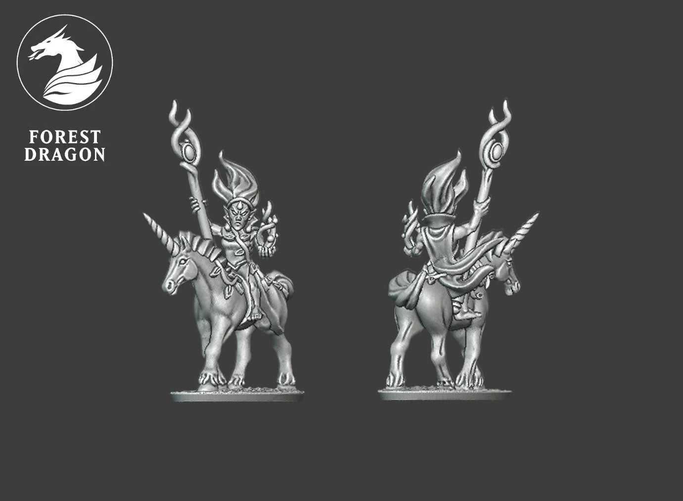 Wood Elves - Sorceress on unicorn 10MM Scale