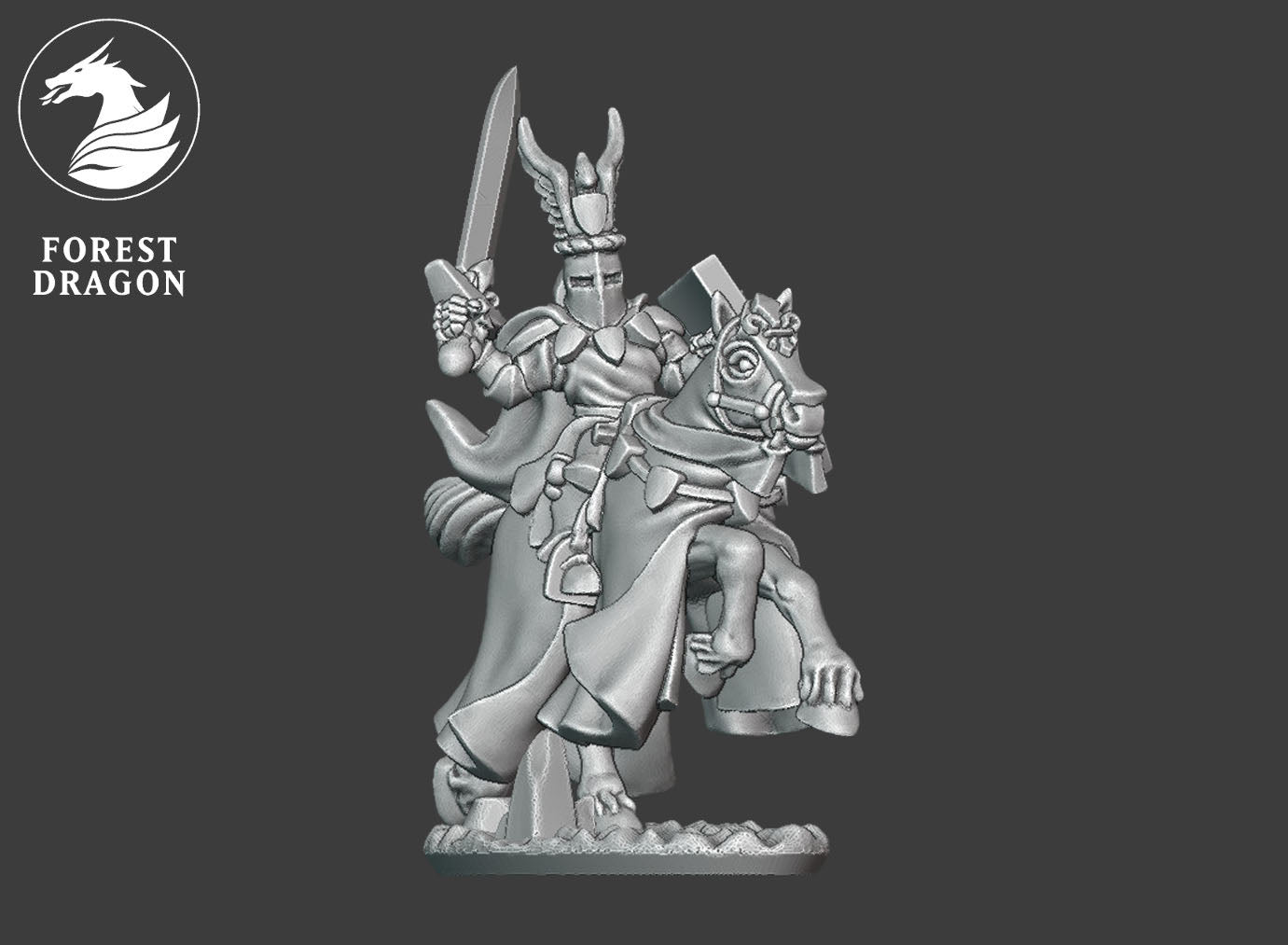 Chivalric Knights - Mounted Knight with Eagle Helmet 10MM Scale