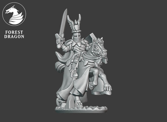 Chivalric Knights - Mounted Knight with Eagle Helmet 10MM Scale