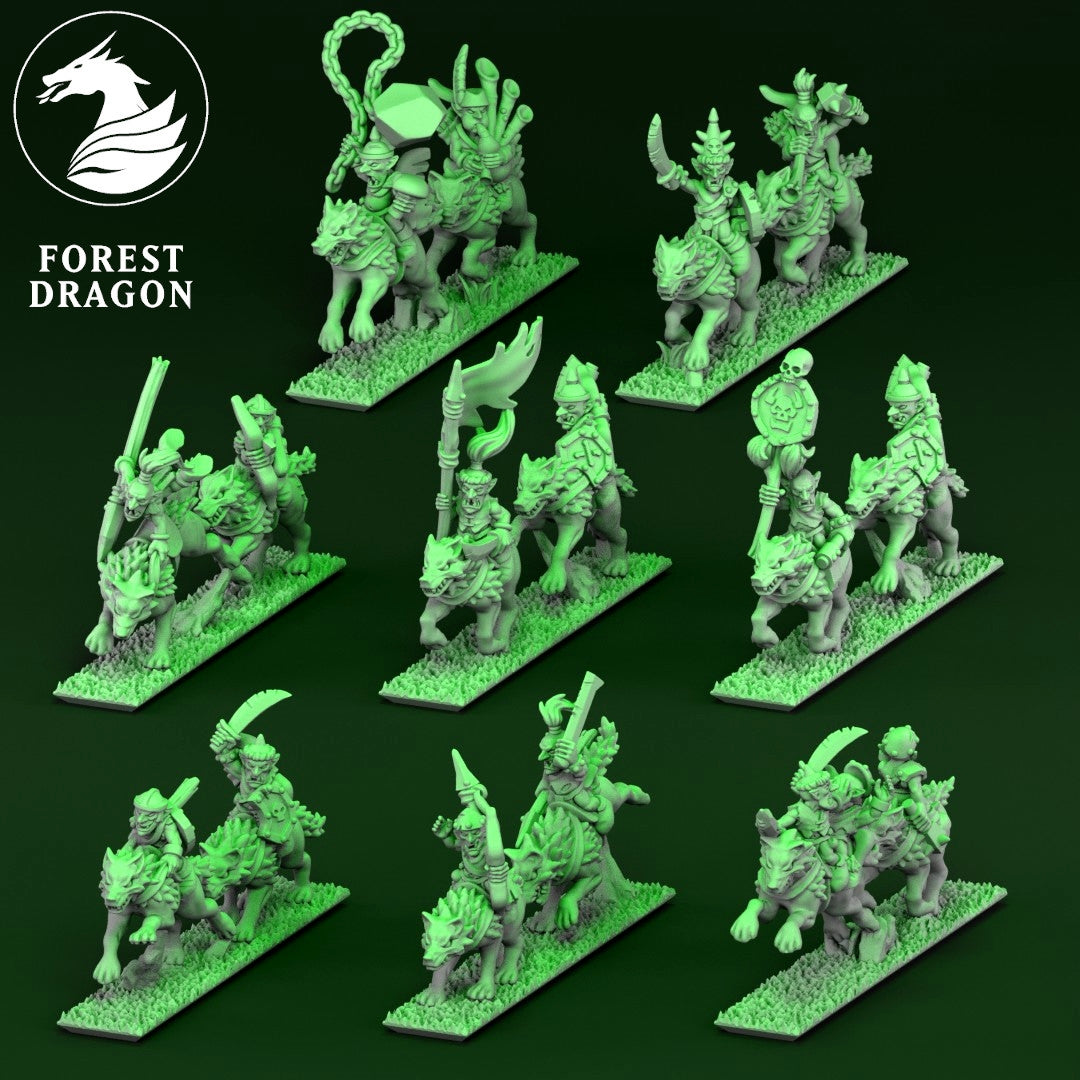 Orcs and Goblins -  Goblin Wolf rider Light Cavalry 10MM Scale