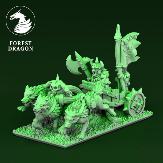 Orcs and Goblins - Hero Wolf Chariot 10MM Scale