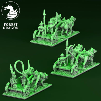 Orcs and Goblins - Wolf Rider Chariots 10MM Scale