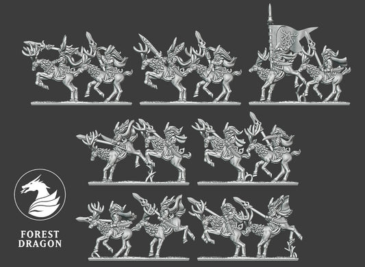 Wood Elves - Stag Riders Regiment 10MM Scale